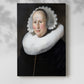 Canvas art print of a refined female figure with subtle shading and calm expression with a soft shadow on a white background.