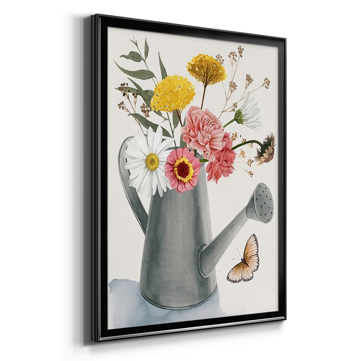 Watering Can Bouquet II - Modern Framed Canvas Print