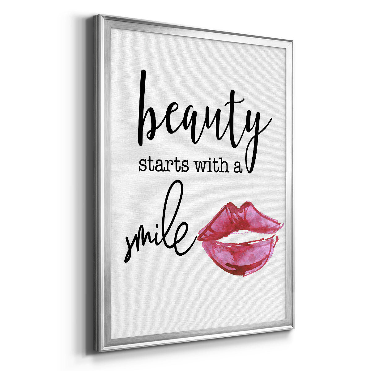 Beauty Starts With A Smile - Modern Framed Canvas Print