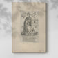 Canvas art print of a classical figure with etched detail and simple background with a soft shadow on a white background.