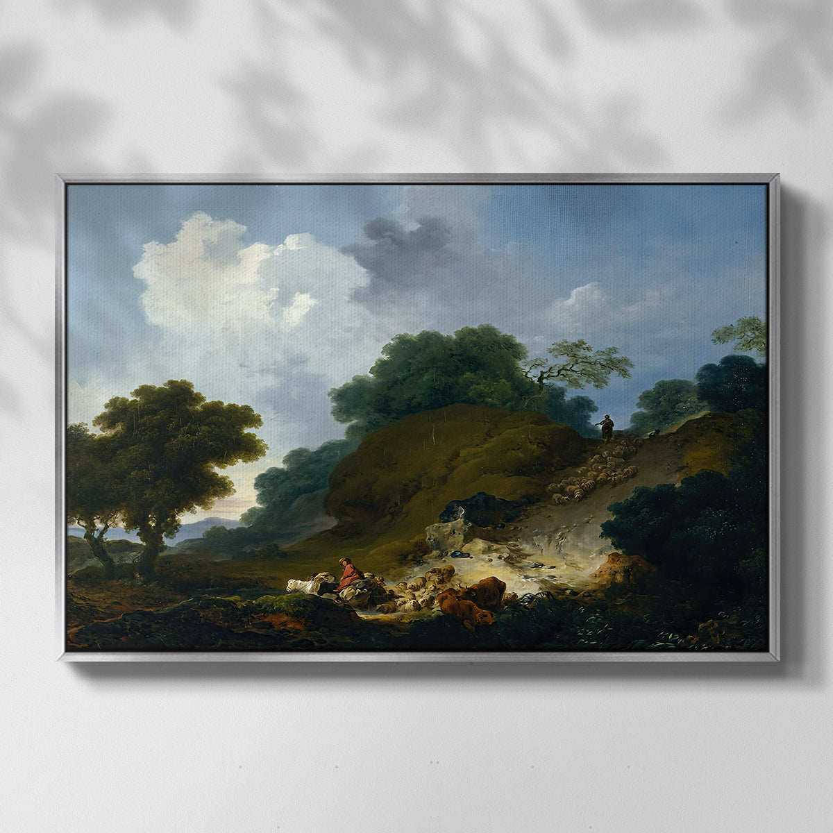 Landscape with Shepherds and Flock of Sheep, c. 1763-1765 - Floater Framed Canvas Print