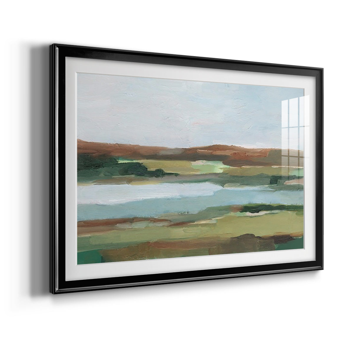 Autumn River Crossing II - Modern Framed Art Print