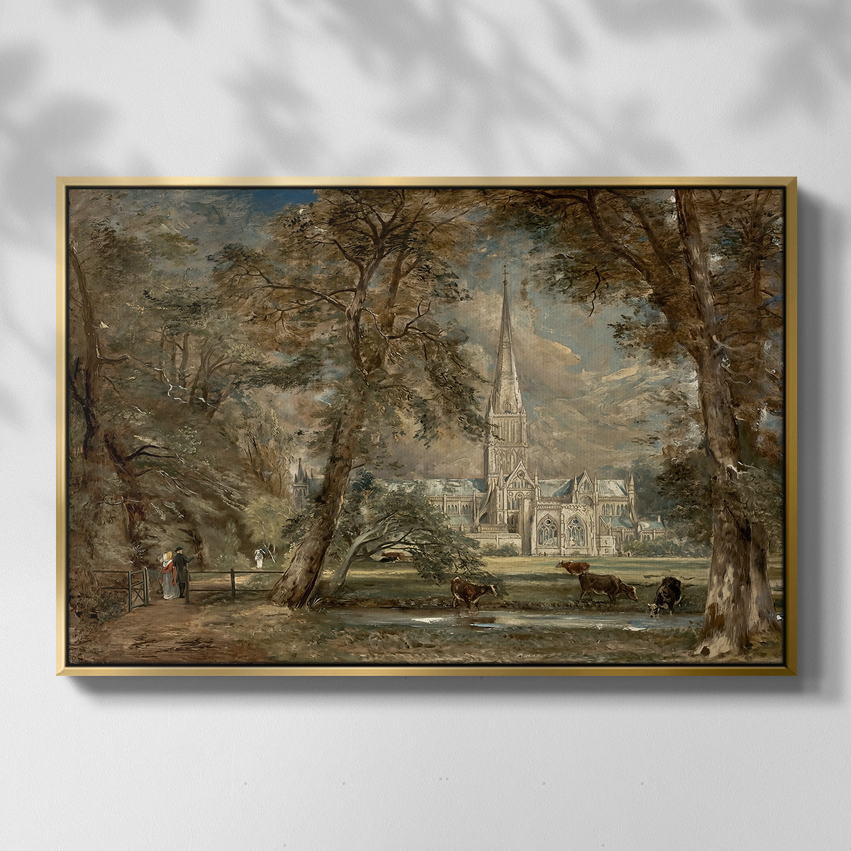 Salisbury Cathedral from the Bishop's Grounds, c. 1822-1823 - Floater Framed Canvas Print
