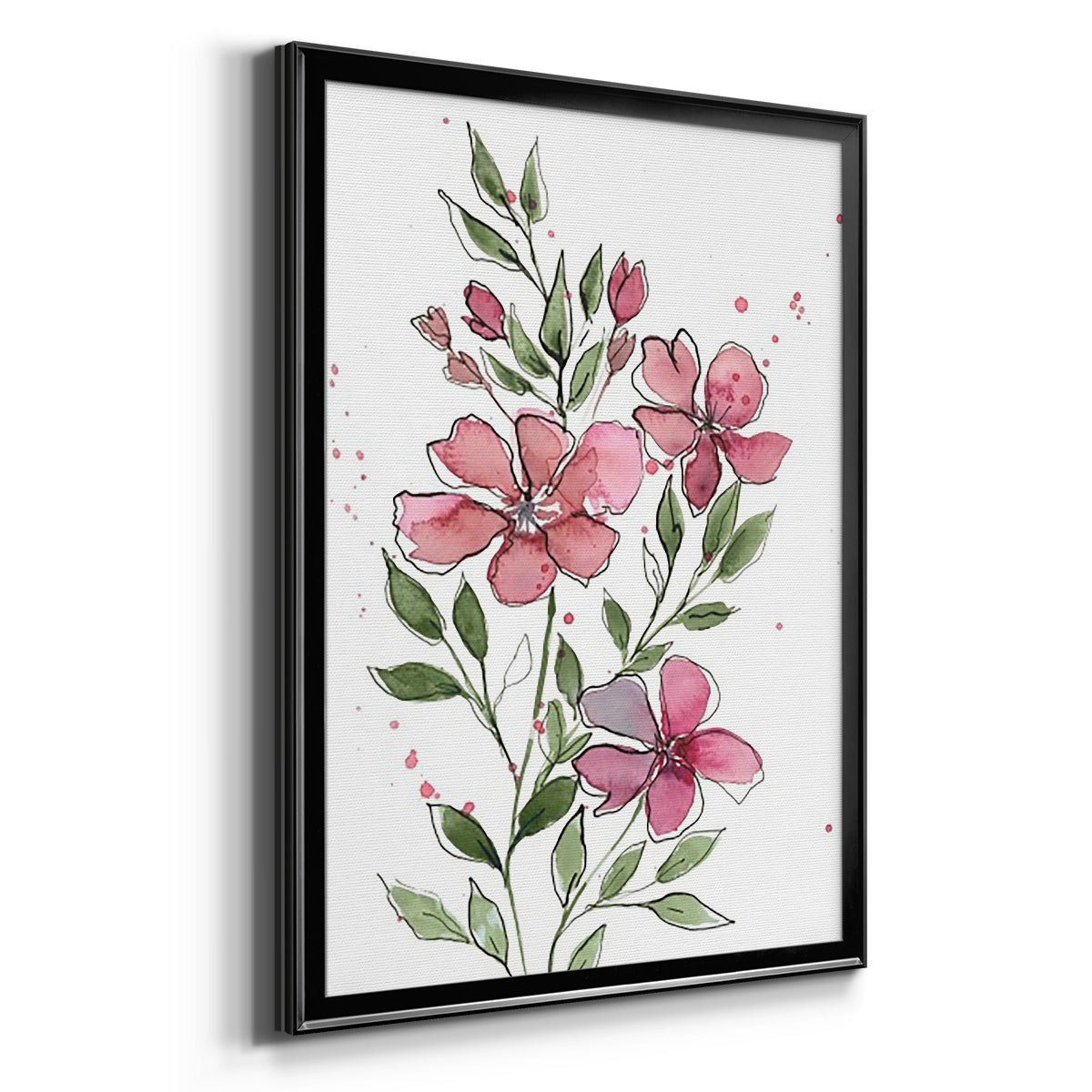 Watercolor Floral Stems I - Modern Framed Canvas Print