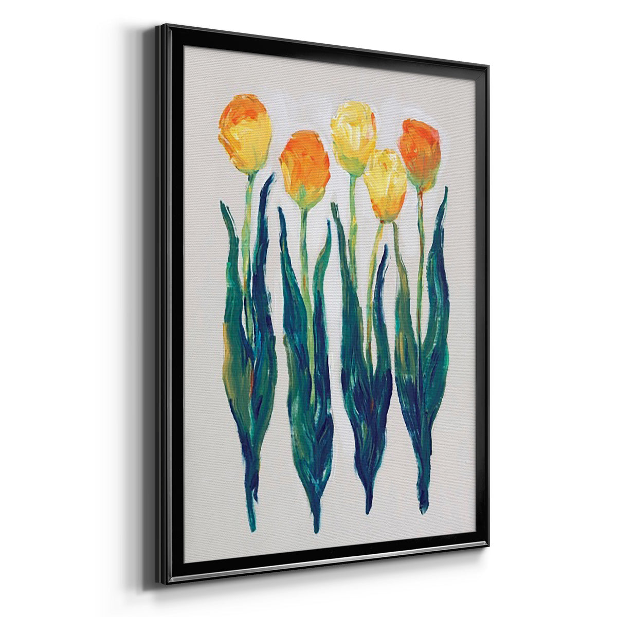 Tulips in a Row I - Modern Framed Canvas Print