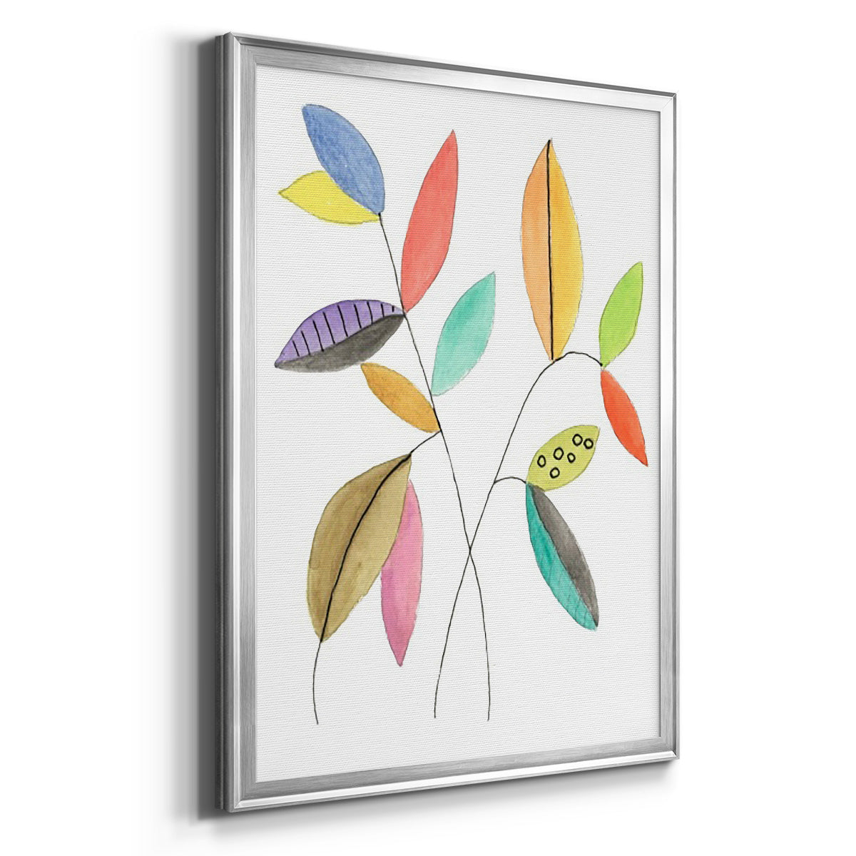 Color Pop Leaves IV - Modern Framed Canvas Print