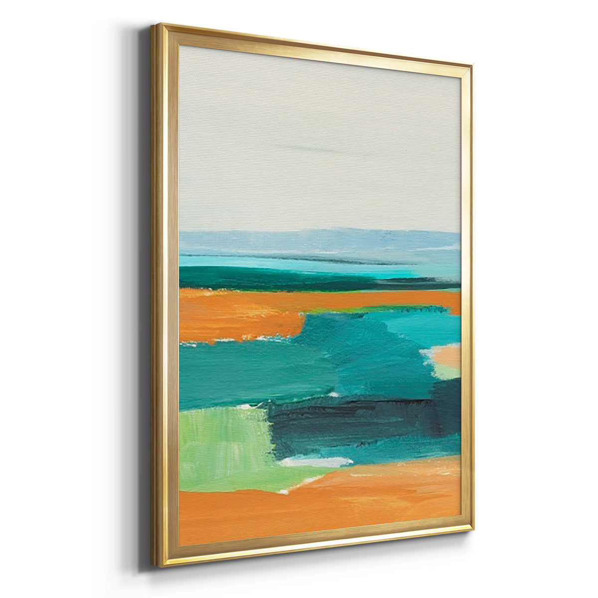 Aqua and Orange I - Modern Framed Canvas Print