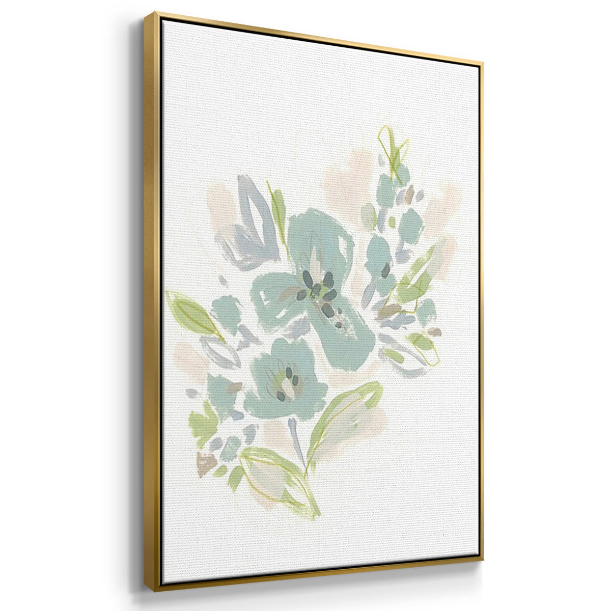 Seafoam Petals I - Framed Premium Gallery Wrapped Canvas L Frame 3 Piece Set - Ready to Hang