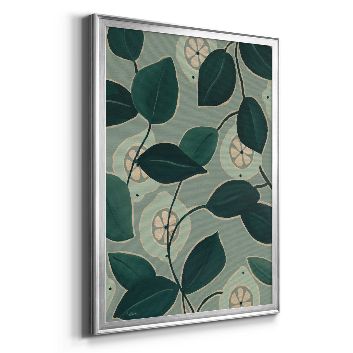 Monochrome Limes - Modern Framed Canvas Print