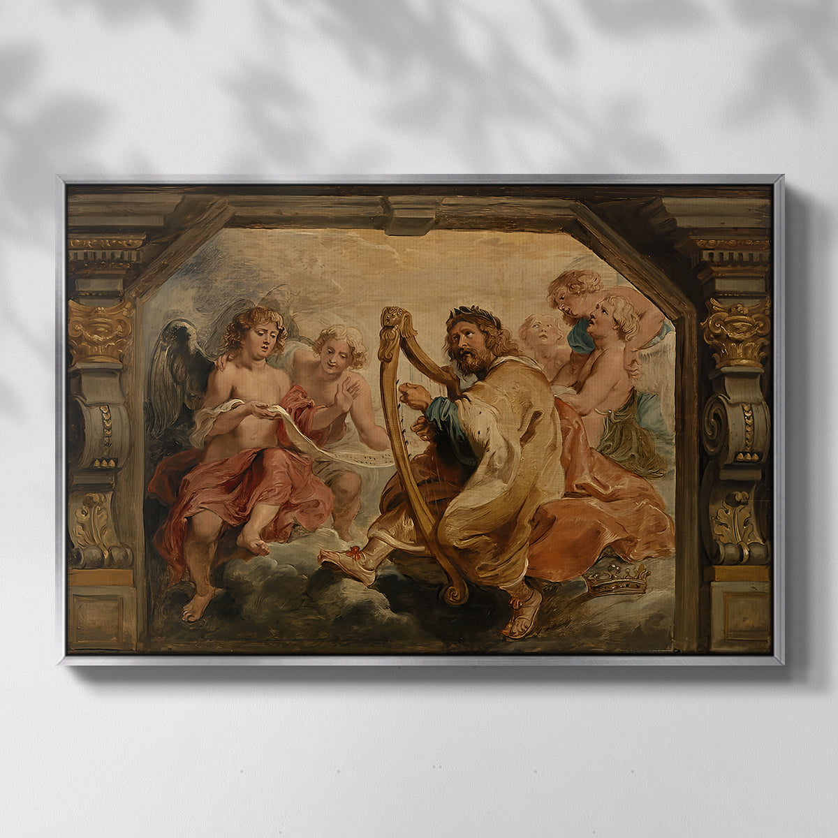King David Playing the Harp, c. 1627-1628 - Floater Framed Canvas Print