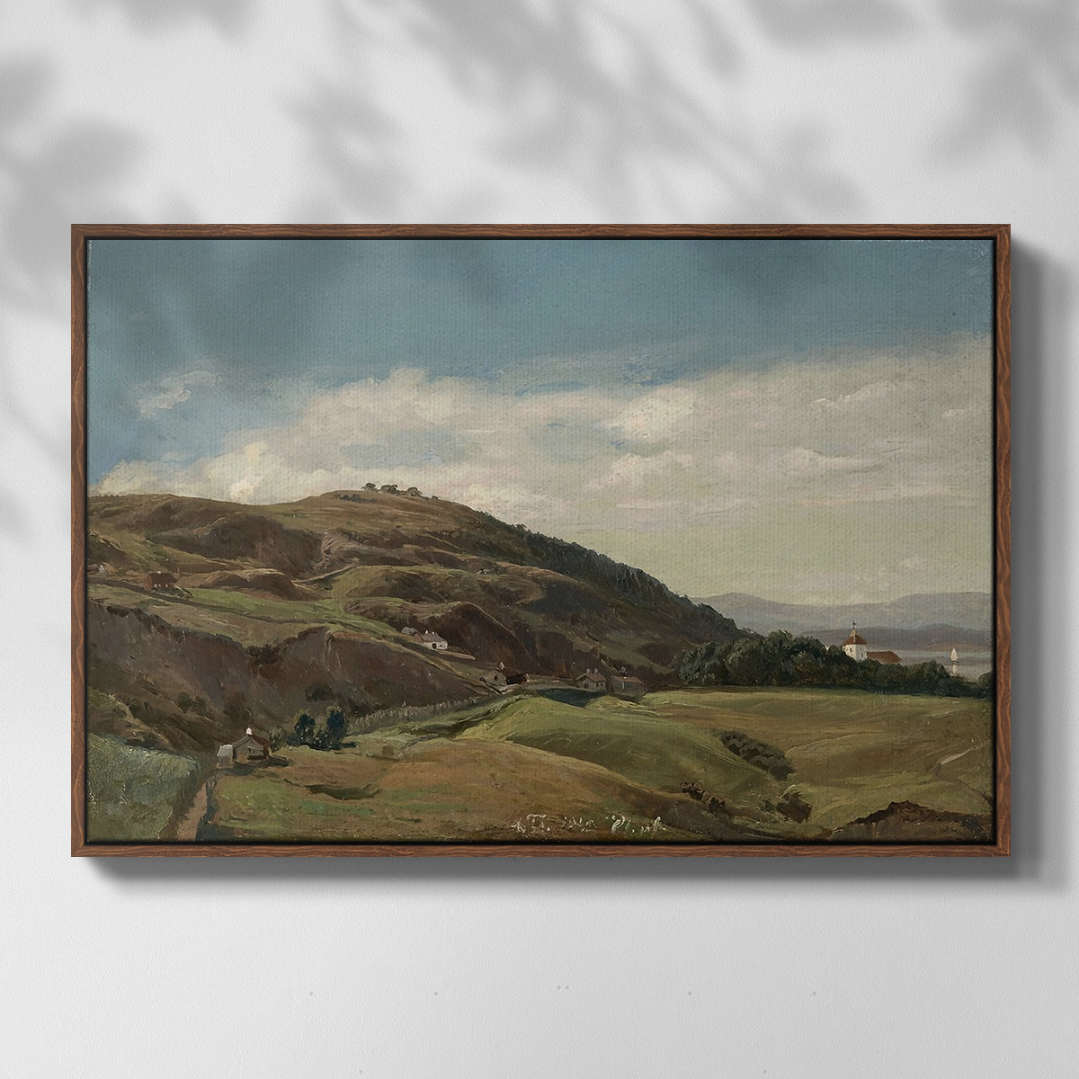 Ekeberg and Oslo Church, 1852 - Floater Framed Canvas Print