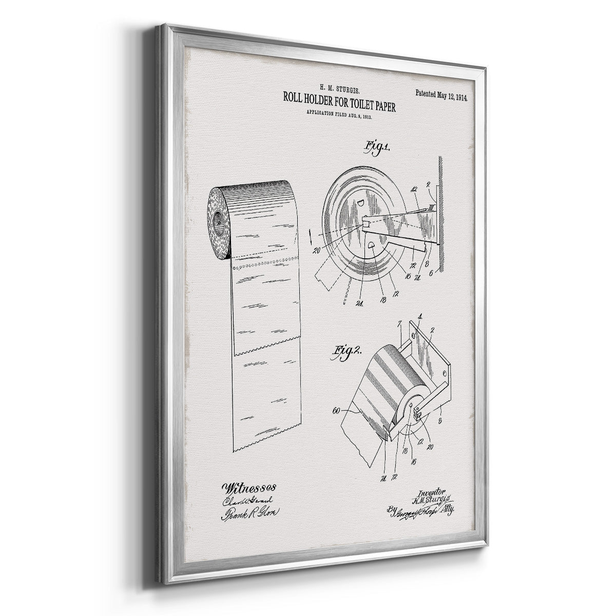 Toilet Paper Patent III - Modern Framed Canvas Print
