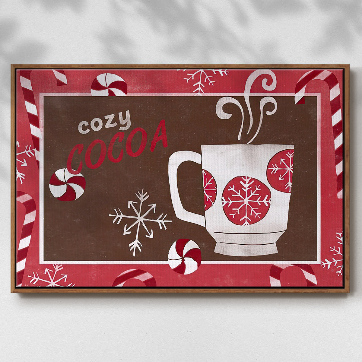 Cozy Cocoa Christmas Collection A - Framed Gallery Wrapped Canvas in Floating Frame