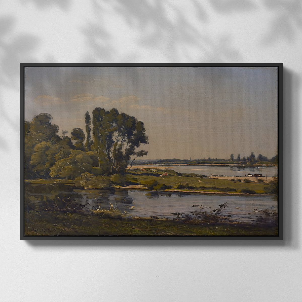 Landscape with a River, 1892 - Floater Framed Canvas Print