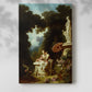 Canvas art print of a Romantic outdoor setting with figures and soft color with a soft shadow on a white background.