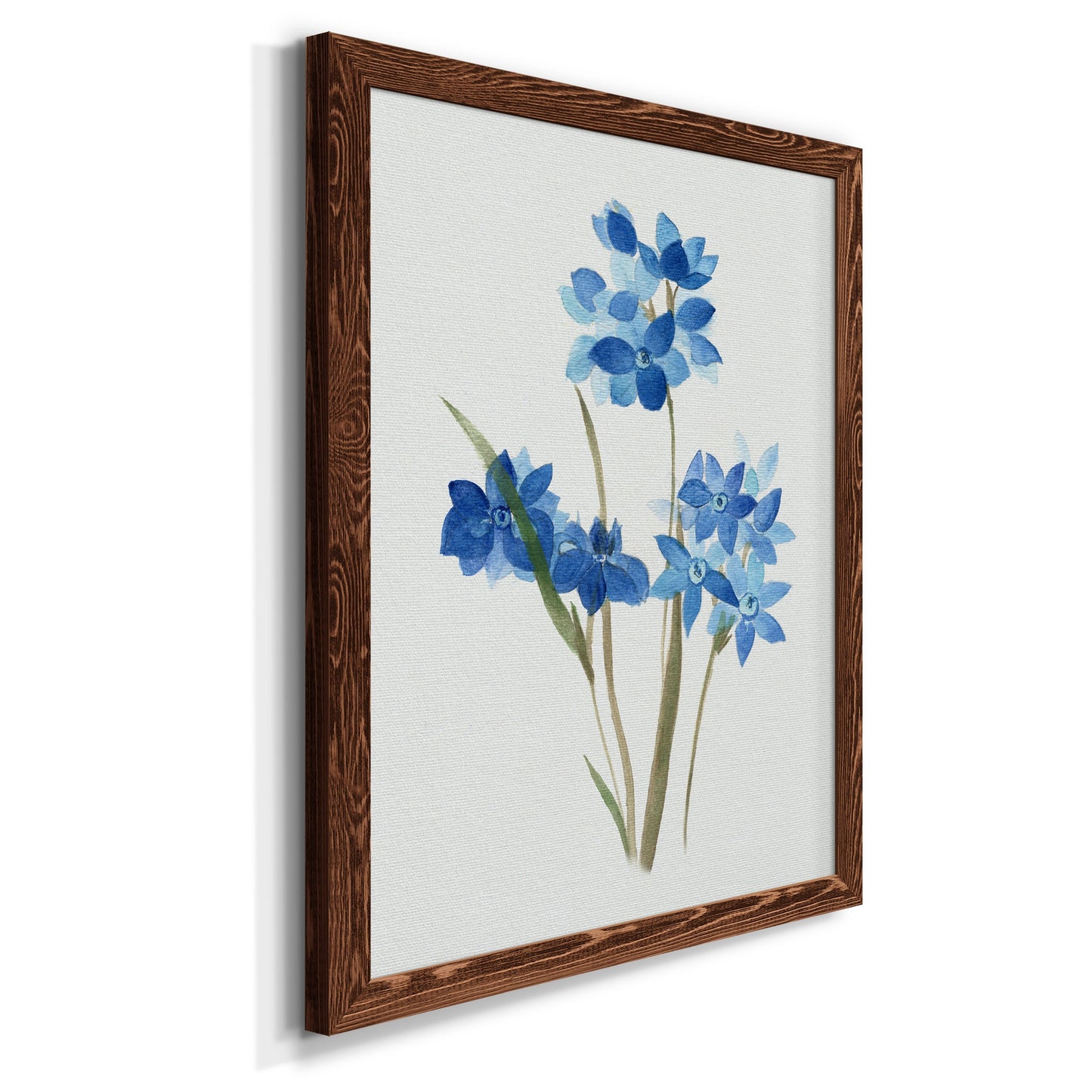 Blue Blossom Botanical I - Premium Canvas Framed in Barnwood - Ready to Hang