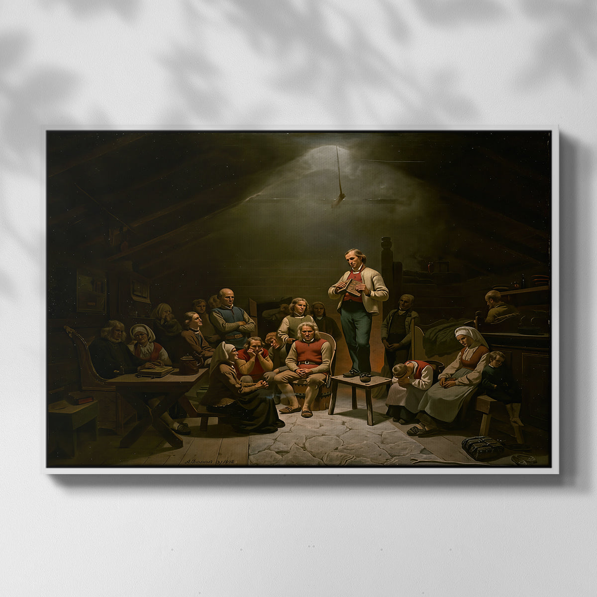 Low Church Devotion (Haugianerne), 1848 - Floater Framed Canvas Print