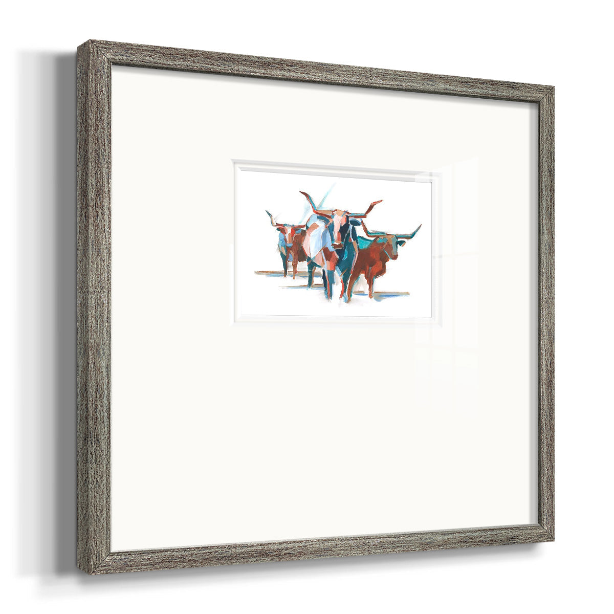 Modern Longhorns I Premium Framed Print Double Matboard