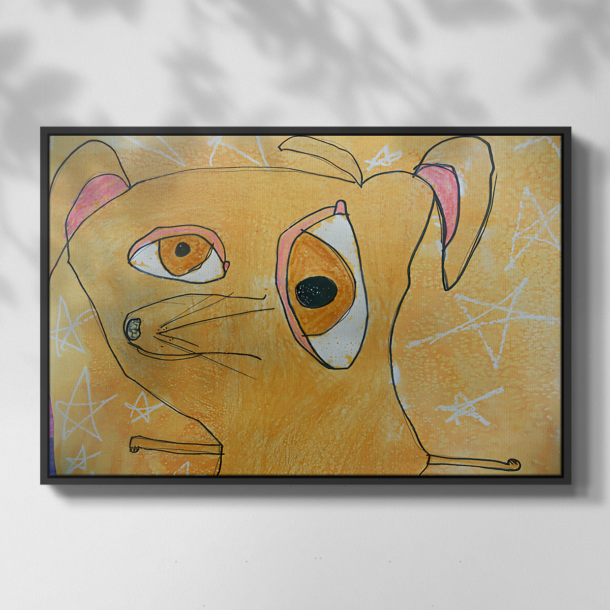 Cubist Dog with Stars (Student Art) - Floater Framed Canvas Print