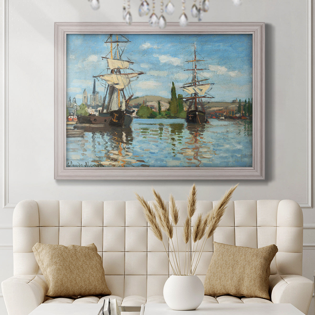 Ships Riding on the Seine - Ornate Framed Canvas Print