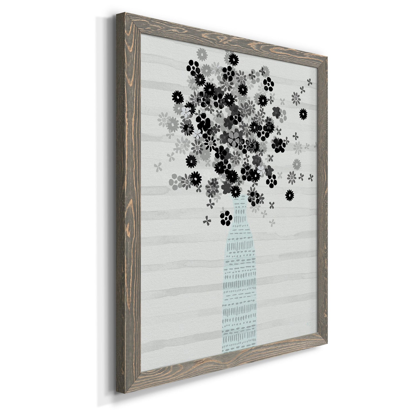 Bouquet of Black & White - Premium Canvas Framed in Barnwood - Ready to Hang