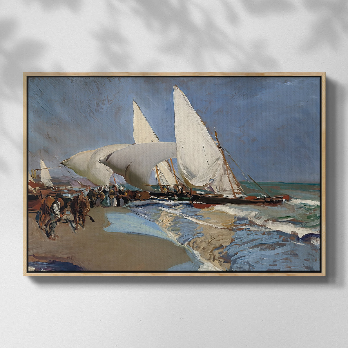 The Beach at Valencia, 1908 - Floater Framed Canvas Print
