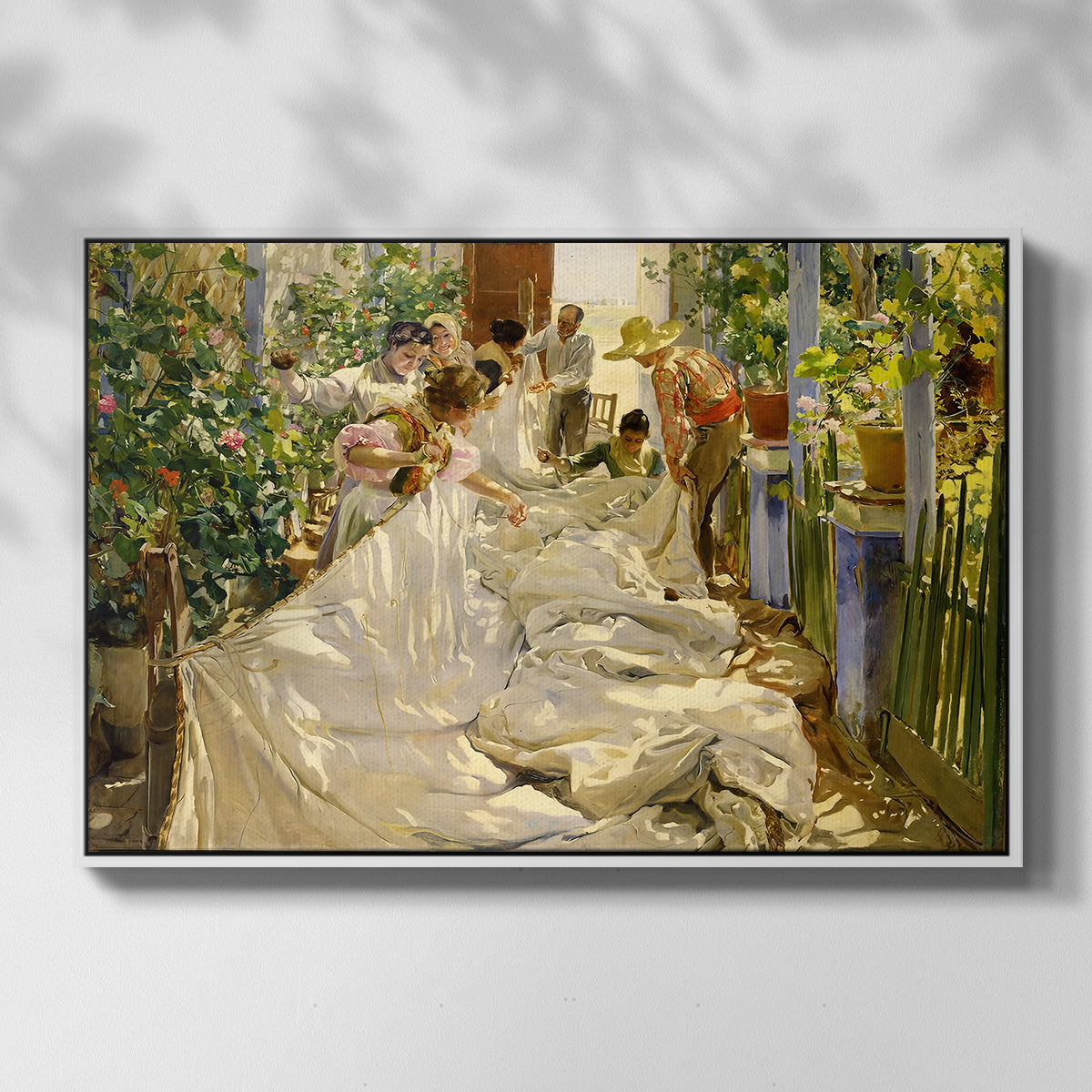 Sewing the Sail, 1896 - Floater Framed Canvas Print