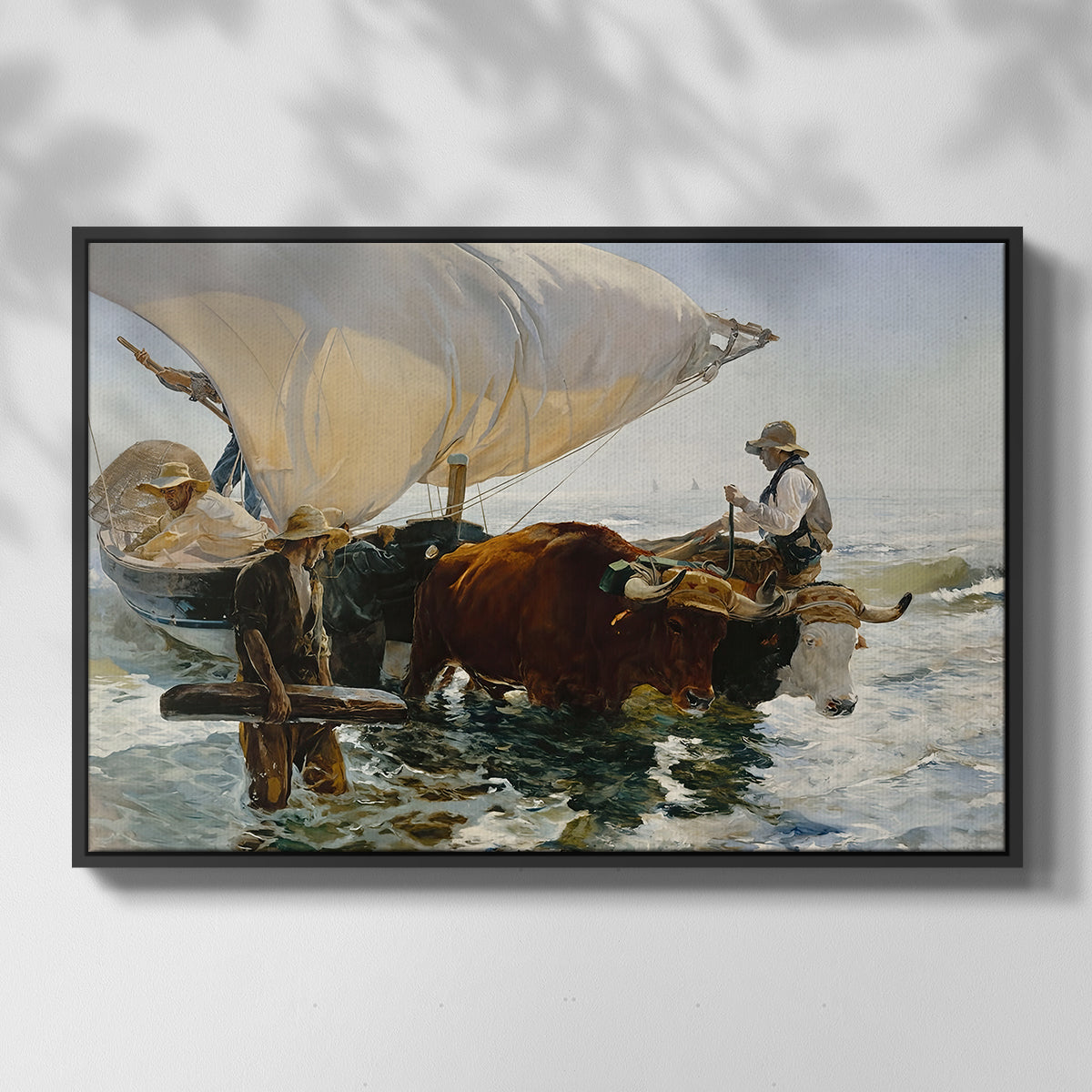 The Return from Fishing: Hauling the Boat, 1894 - Floater Framed Canvas Print