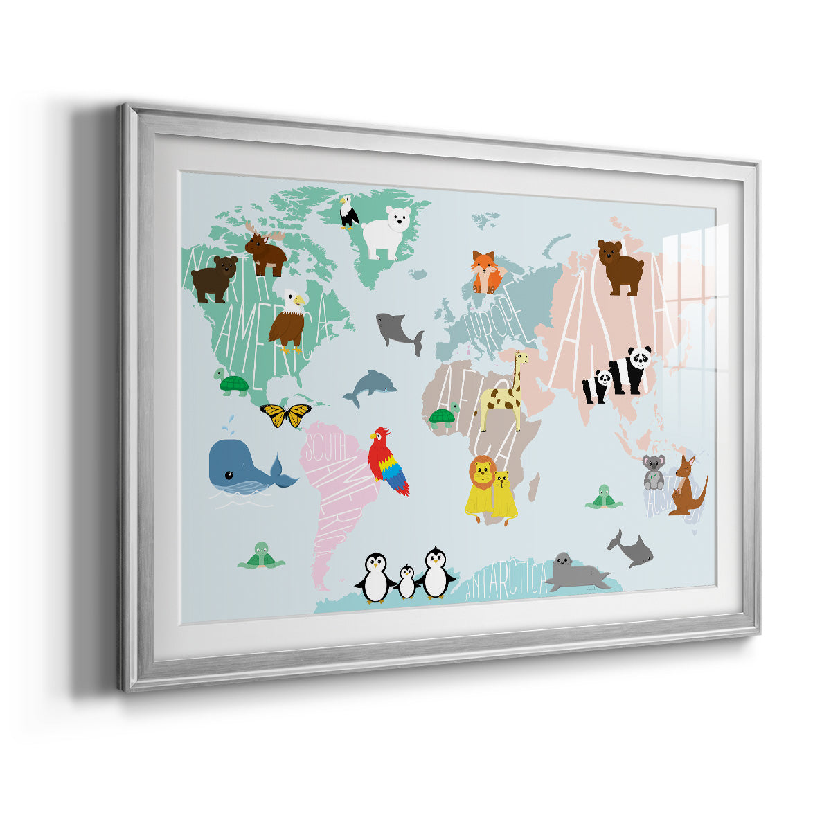 Animal Map Premium Framed Print - Ready to Hang