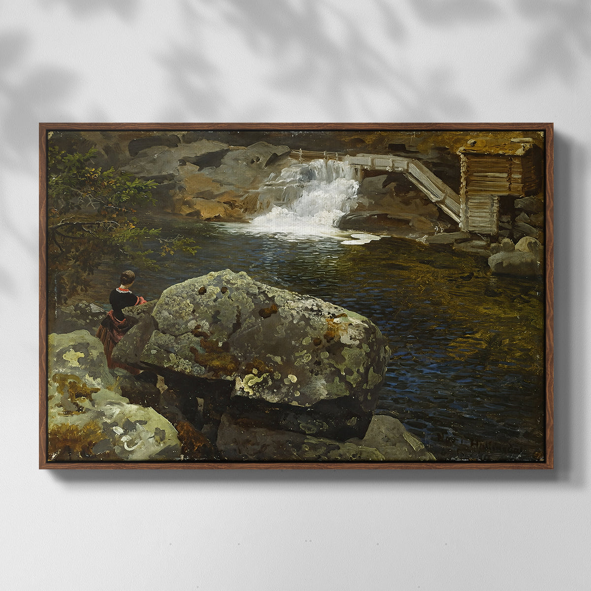By the Mill Pond (En Mølledam), 1850 - Floater Framed Canvas Print