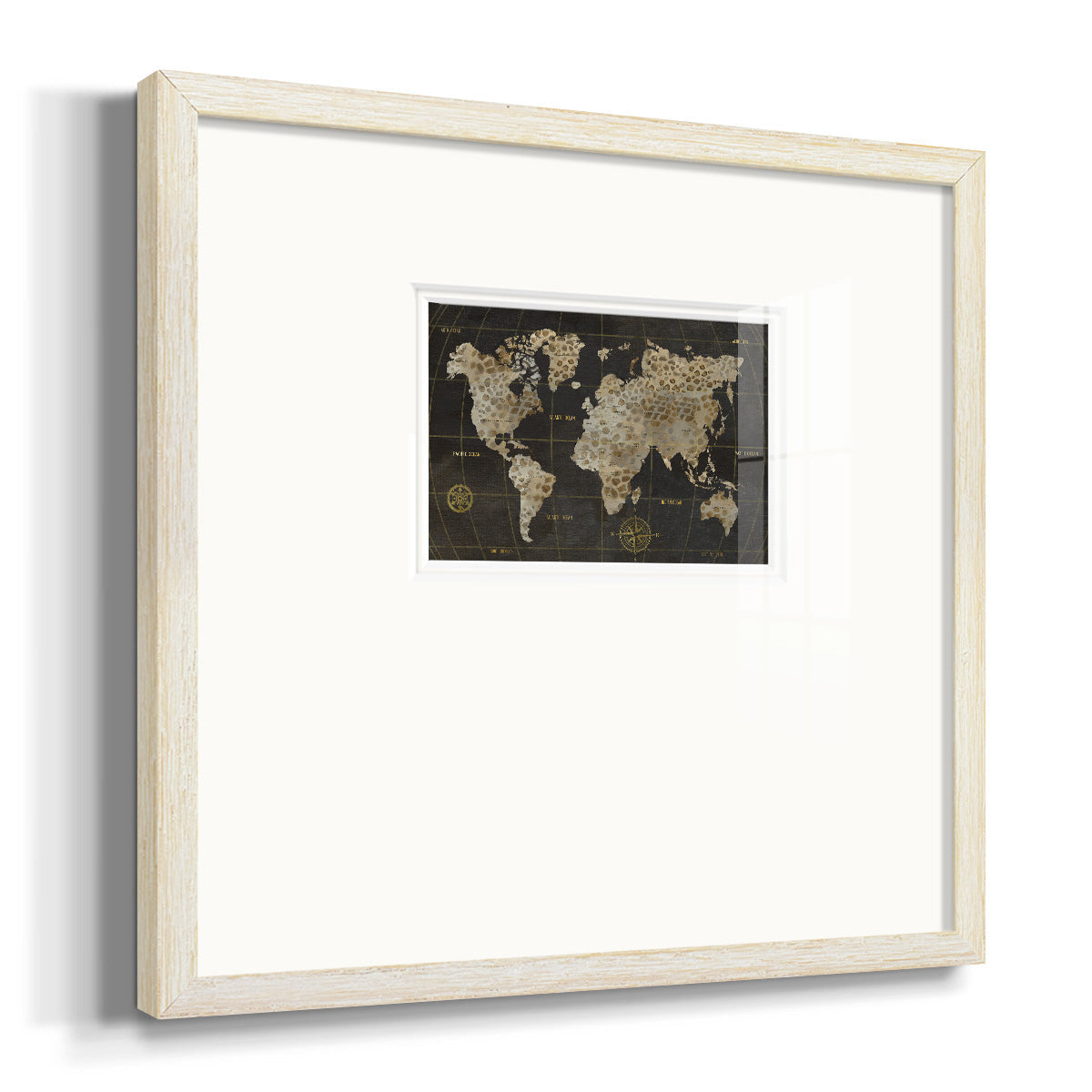 Safari World Map Premium Framed Print Double Matboard