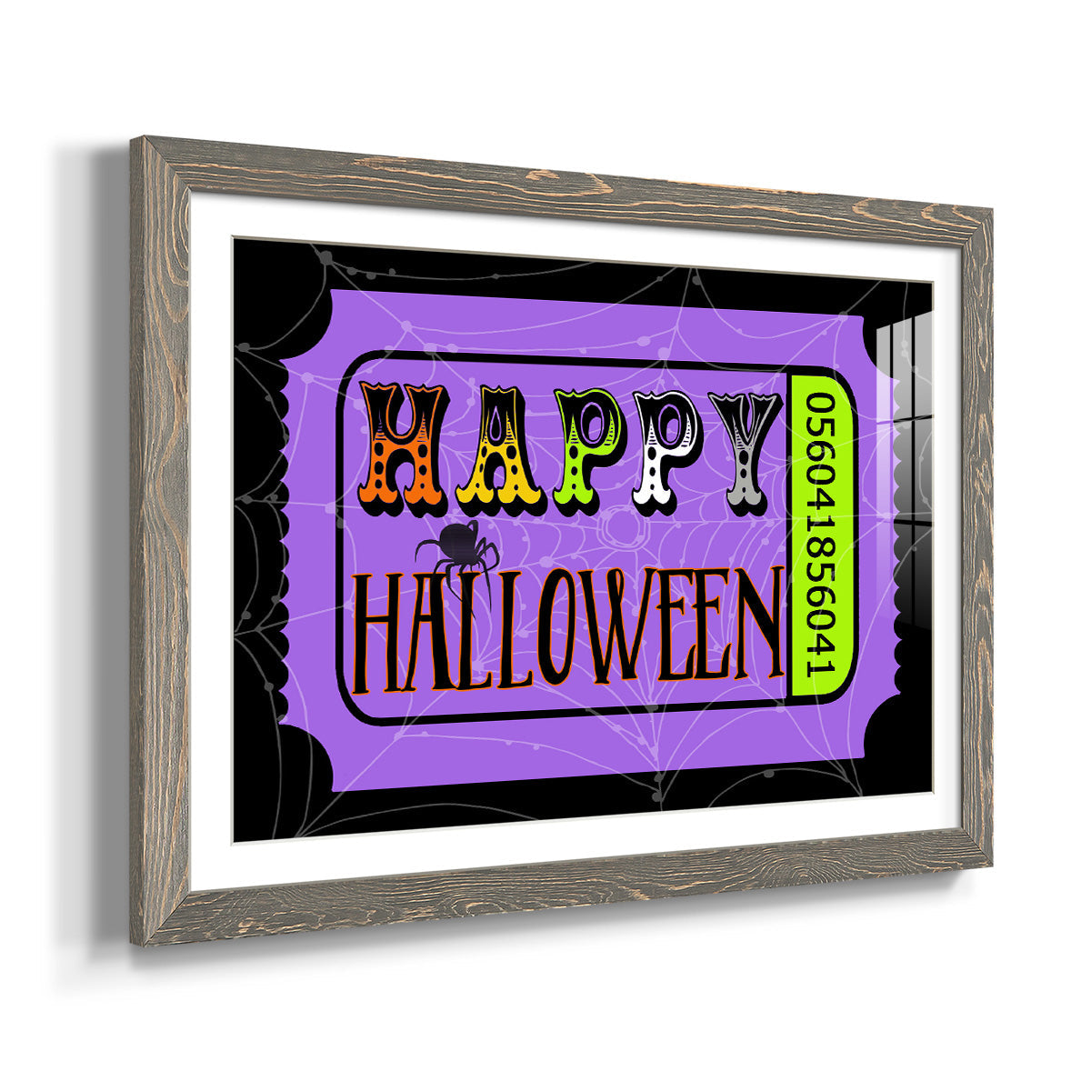 Happy Halloween Ticket - Barnwood Framed Art Print