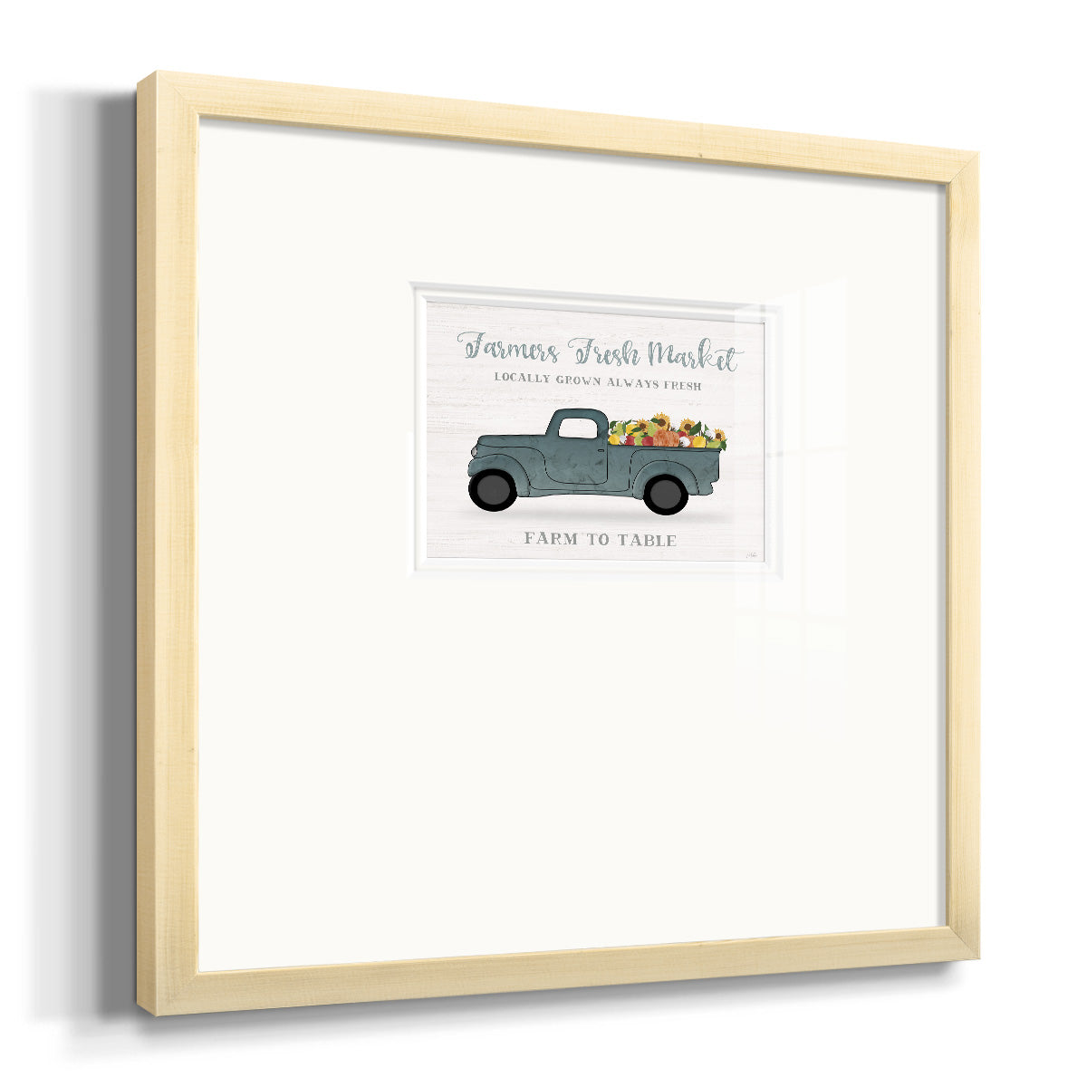 Fresh Sunflowers Truck Premium Framed Print Double Matboard