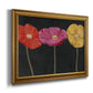 Contemporary poppy flower artwork printed on canvas in an ornate traditional gold frame.