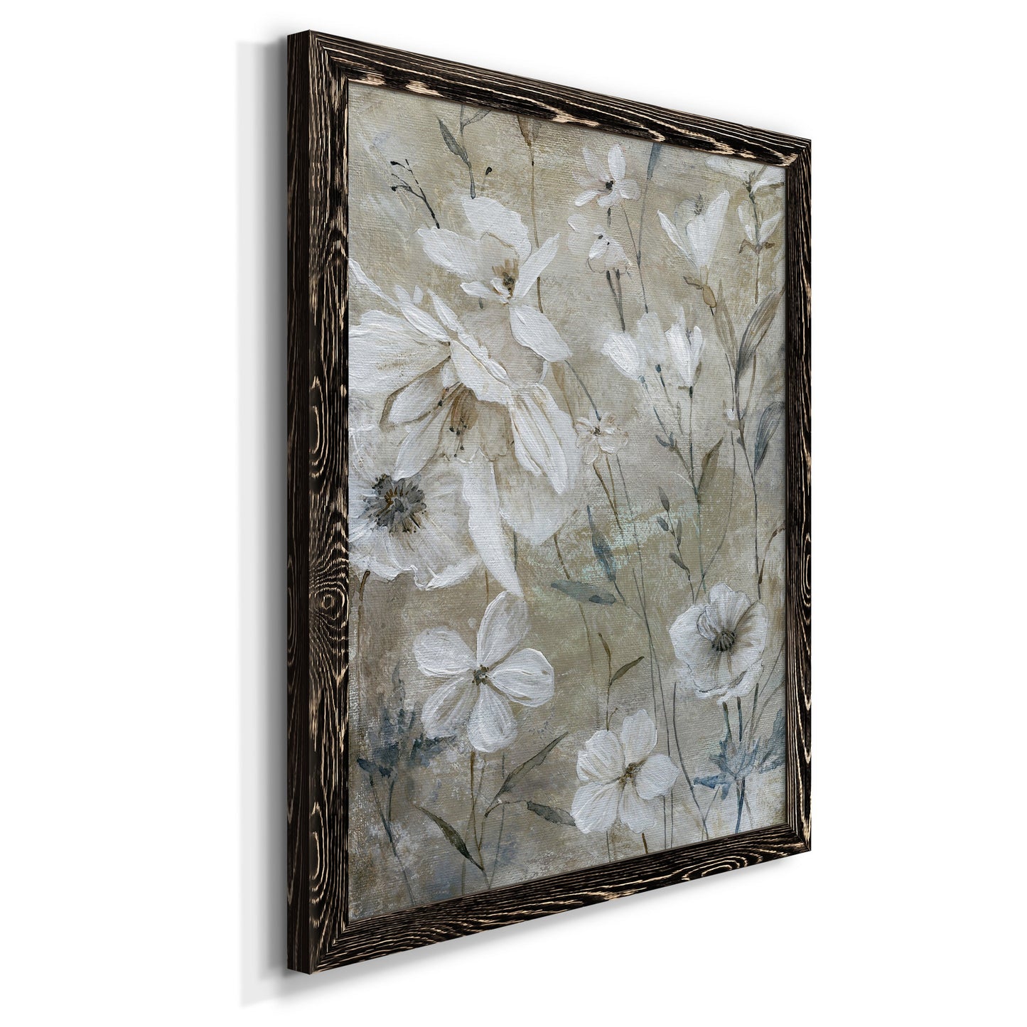 Wildflower Whites - Premium Canvas Framed in Barnwood - Ready to Hang