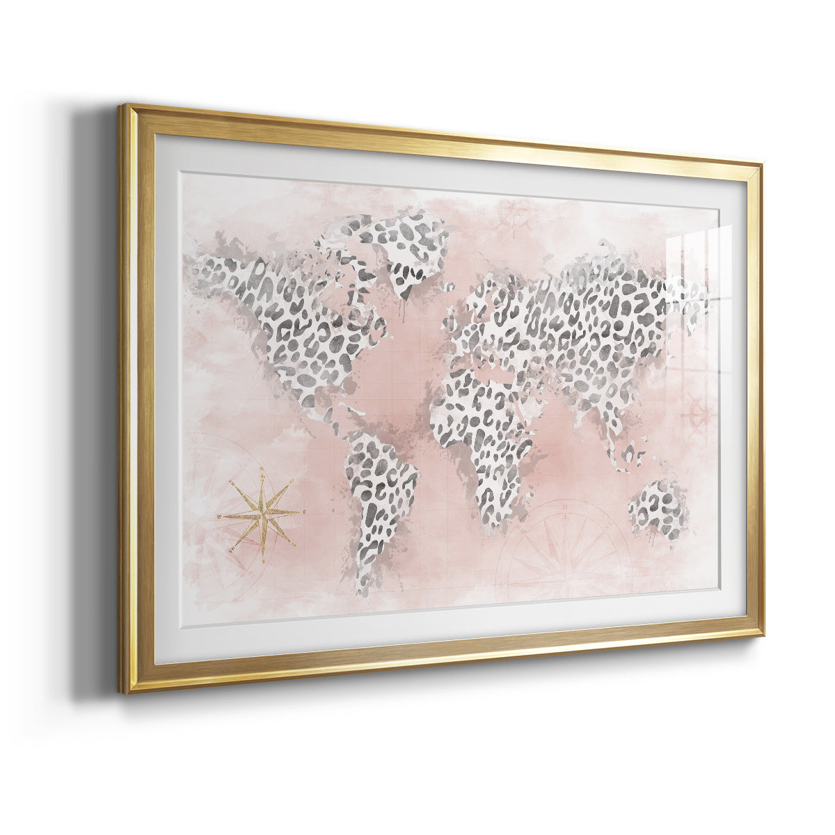 Pink Cheetah Map Premium Framed Print - Ready to Hang