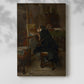 Canvas art print of an artist figure seated at work with detailed surroundings with a soft shadow on a white background.