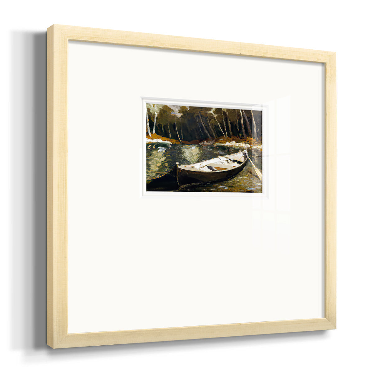 Canoe in the Woods Premium Framed Print Double Matboard