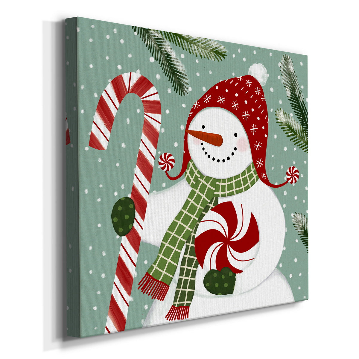 Peppermint Snowman II-Premium Gallery Wrapped Canvas - Ready to Hang