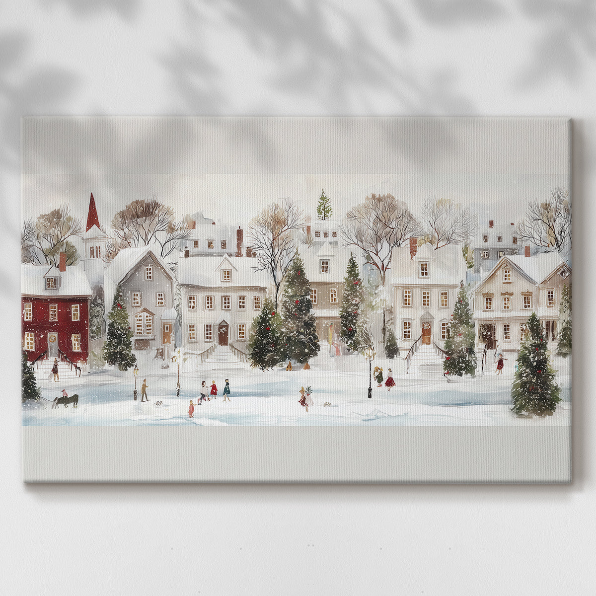 Pearled Yule Square - Canvas Art Print