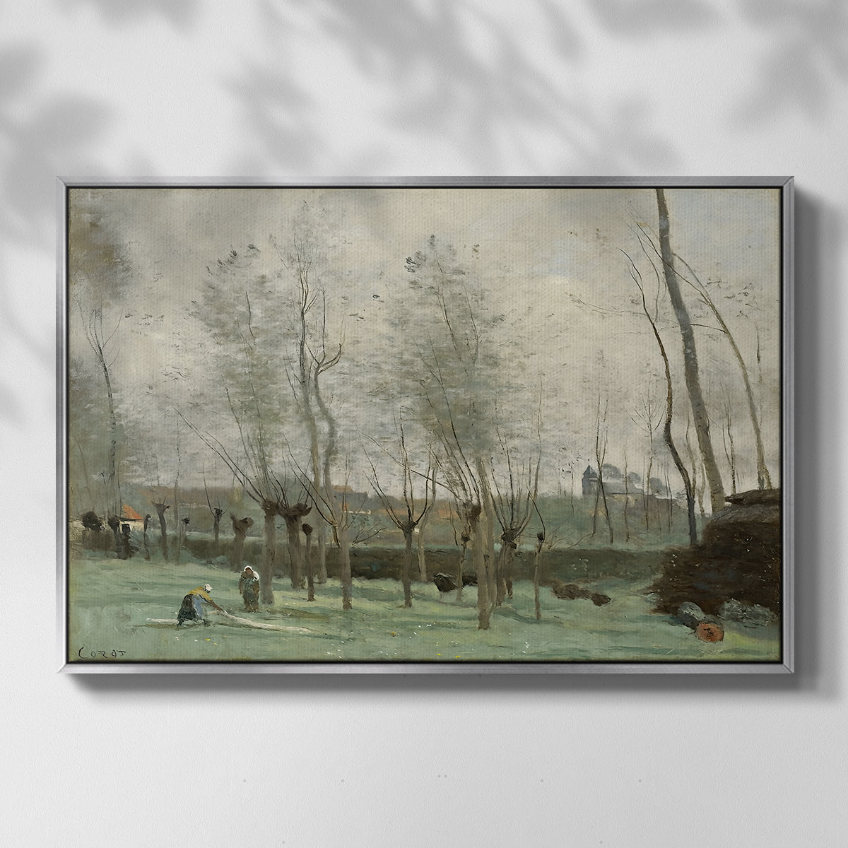 Washerwomen in a Willow Grove, c. 1871 - Floater Framed Canvas Print