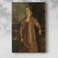 Canvas art print of a refined figure with smooth tones and simple background with a soft shadow on a white background.