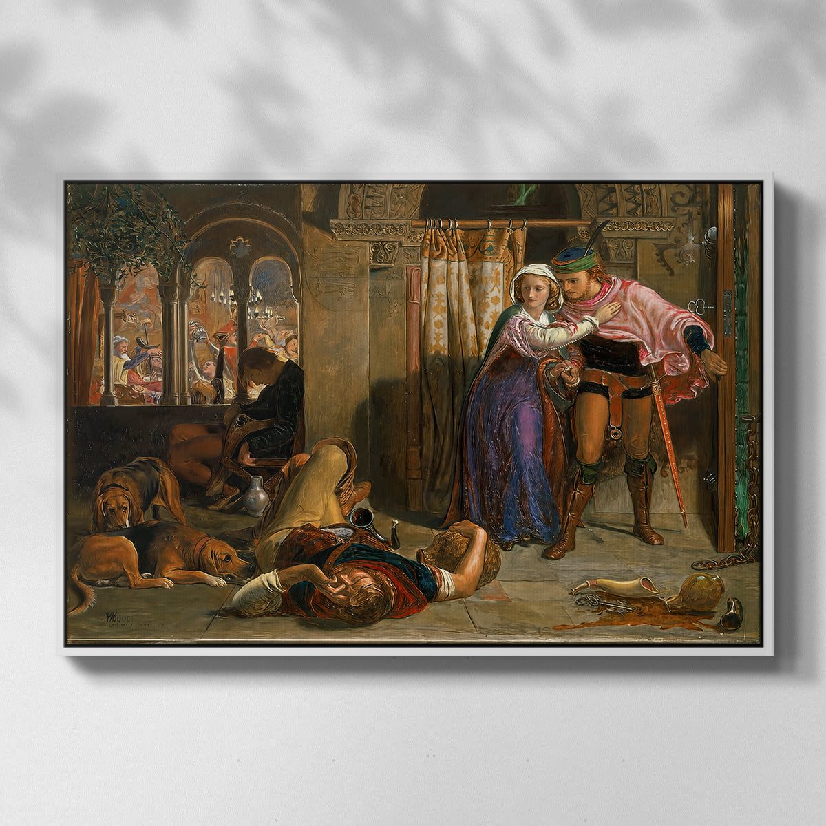 The Flight of Madeline and Porphyro, 1848 - Floater Framed Canvas Print