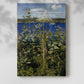 Canvas art print of a botanical scene with wildflowers growing in a lush green meadow with a soft shadow on a white background.