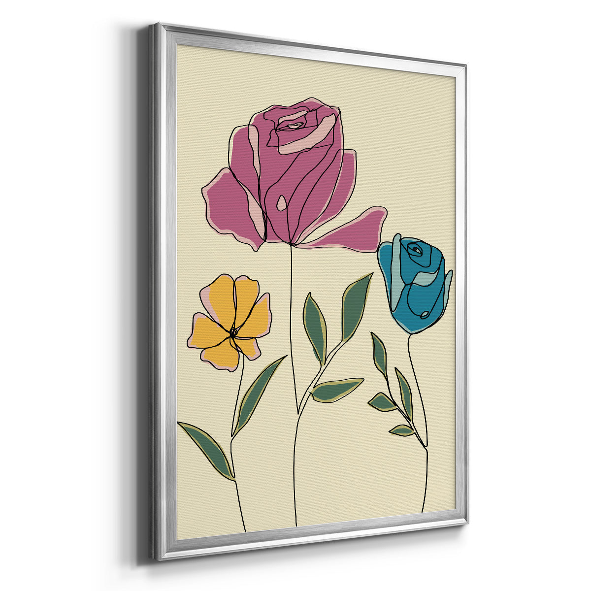 Colored Floral II - Modern Framed Canvas Print