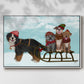 Christmas Mutt Sled - Floater Framed Canvas Print