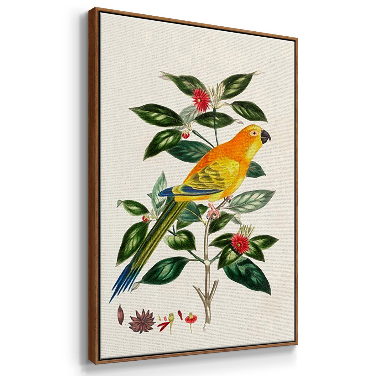 Bird in Habitat III - Framed Premium Gallery Wrapped Canvas L Frame 3 Piece Set - Ready to Hang