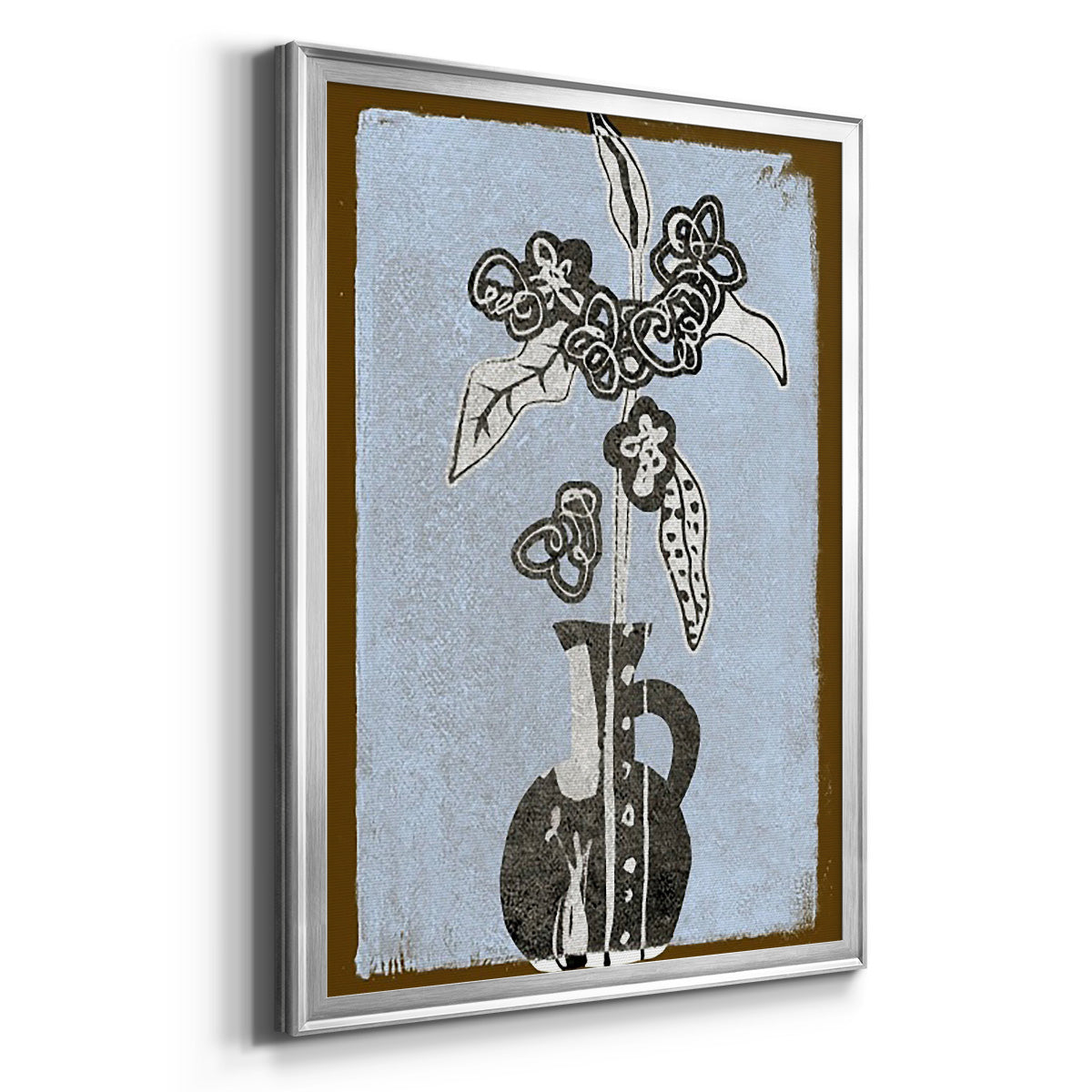 Graphic Flowers in Vase I - Modern Framed Canvas Print