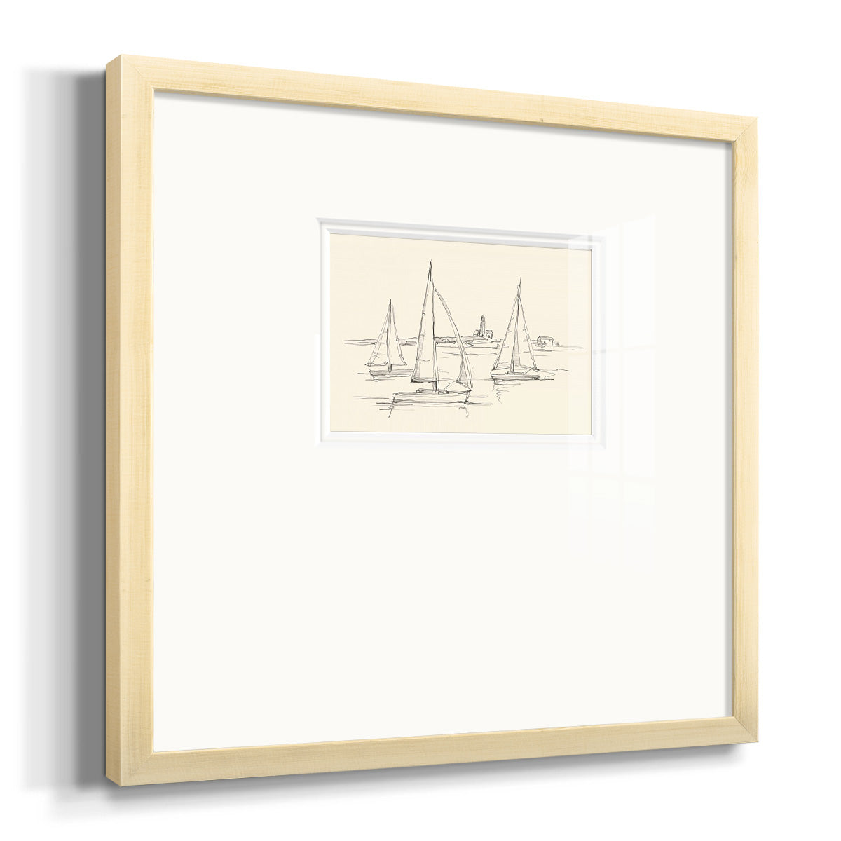 Coastal Contour Sketch II Premium Framed Print Double Matboard