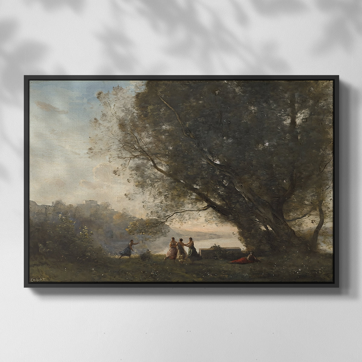 Dance Under the Trees at the Edge of the Lake, c. 1865-1870 - Floater Framed Canvas Print